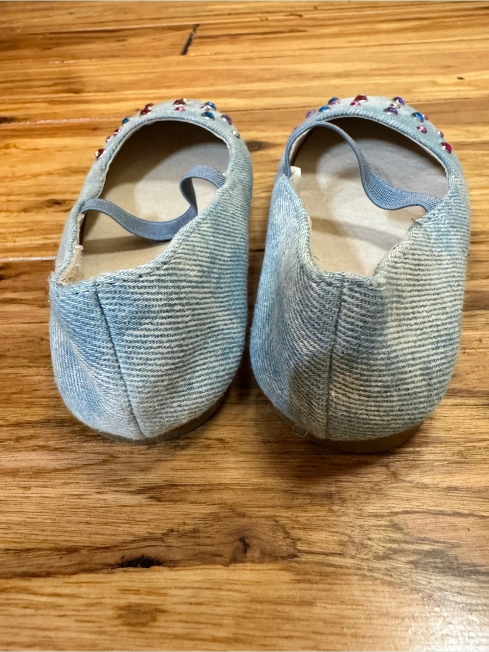 Childrens Place Girls Denim‎ Blue Mary Jane Dress Shoe Size 7 Jewels